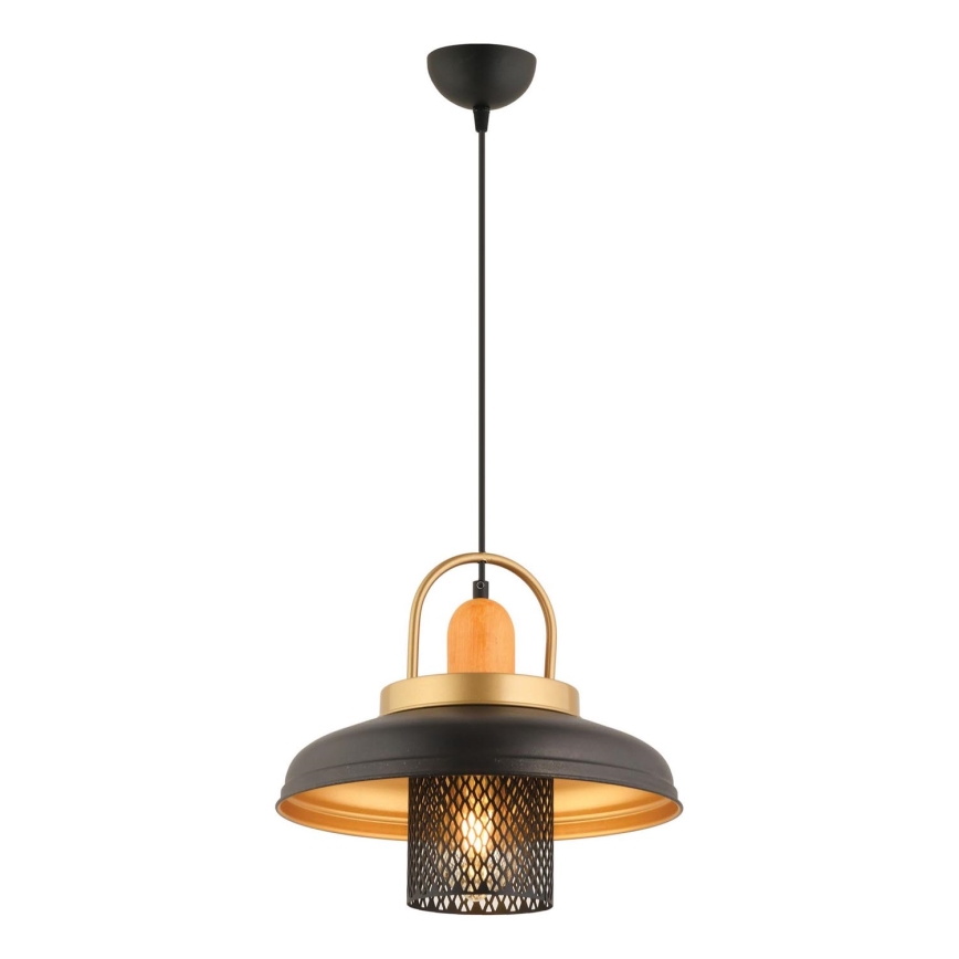Lampadario MONZA 1xE27/40W/230V diametro 32 cm nero/oro