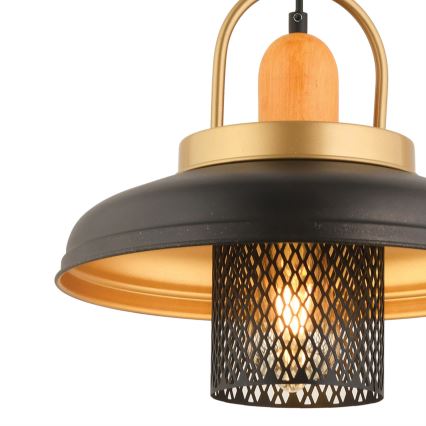 Lampadario MONZA 1xE27/40W/230V diametro 32 cm nero/oro