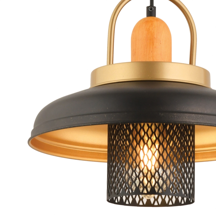 Lampadario MONZA 1xE27/40W/230V diametro 32 cm nero/oro