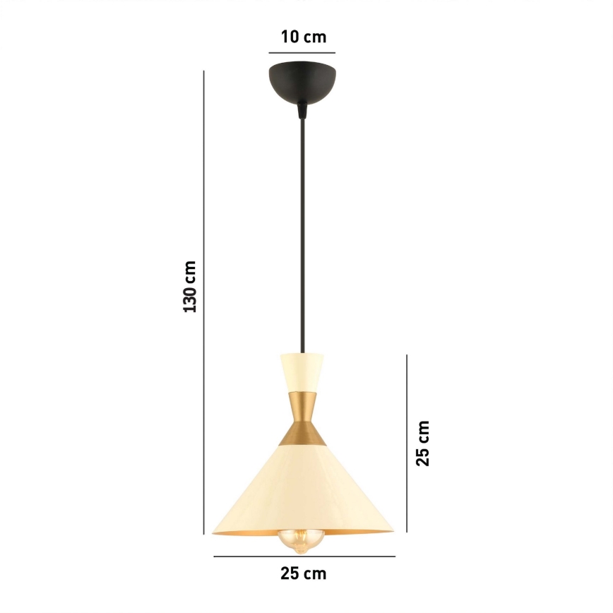 Lampadario MONZA 1xE27/40W/230V Ø 25 cm crema/oro