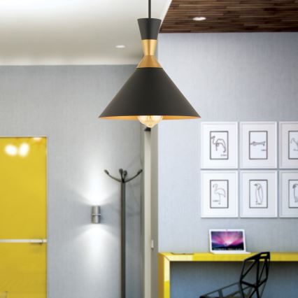 Lampadario MONZA 1xE27/40W/230V Ø 25 cm nero/oro