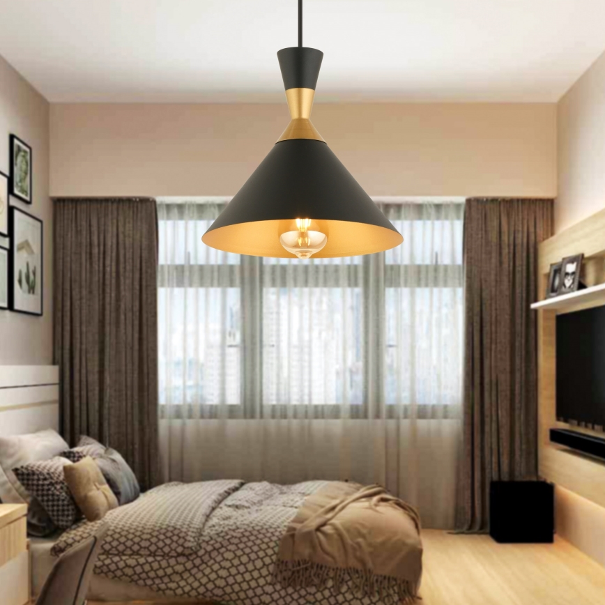 Lampadario MONZA 1xE27/40W/230V Ø 25 cm nero/oro