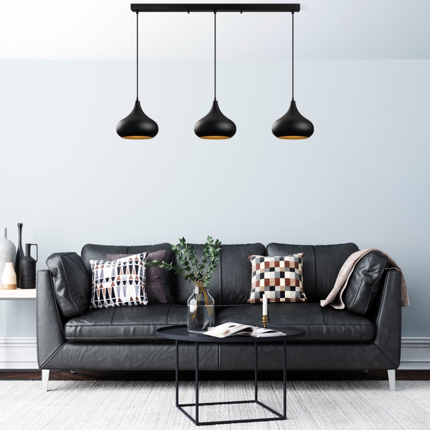 Lampadario MUBA 3xE27/40W/230V nero