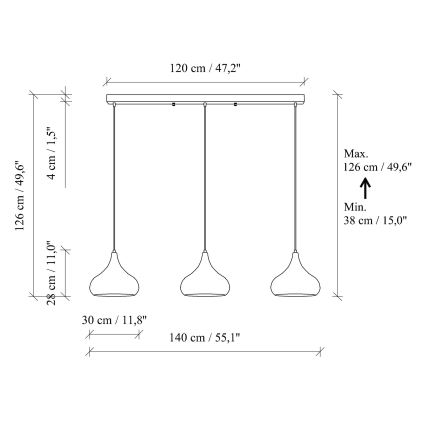 Lampadario MUBA 3xE27/40W/230V nero