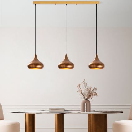 Lampadario MUBA 3xE27/40W/230V rame