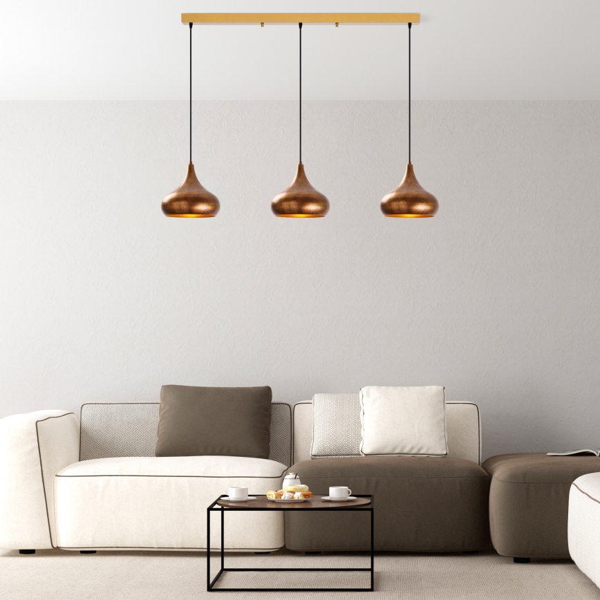 Lampadario MUBA 3xE27/40W/230V rame