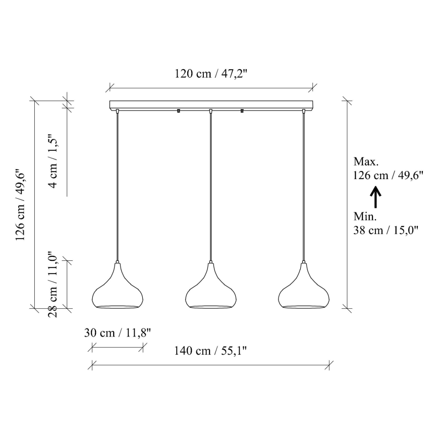 Lampadario MUBA 3xE27/40W/230V rame