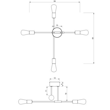 Lampadario on a pole FLAME 4xE27/60W/230V nero/cromo lucido