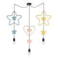 Lampadario per bambini a filo TRIO 3xE27/20W/230V blu/rosa/giallo