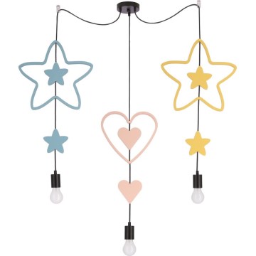 Lampadario per bambini a filo TRIO 3xE27/20W/230V blu/rosa/giallo