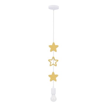 Lampadario per bambini a sospensione STARS 1xE27/20W/230V giallo/bianco