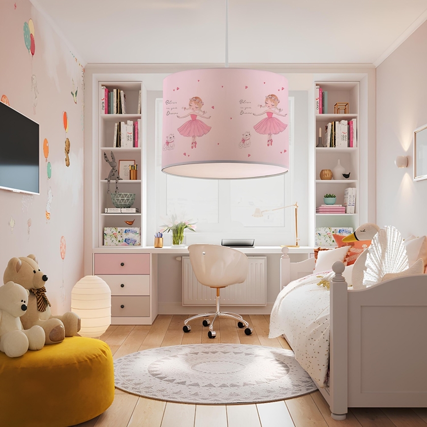 Lampadario per bambini CANDY 1xE27/40W/230V rosa