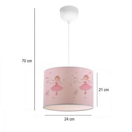 Lampadario per bambini CANDY 1xE27/40W/230V rosa