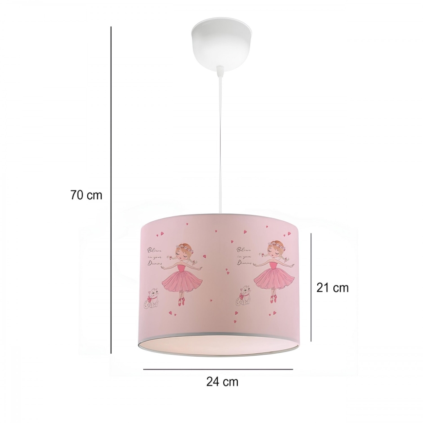 Lampadario per bambini CANDY 1xE27/40W/230V rosa