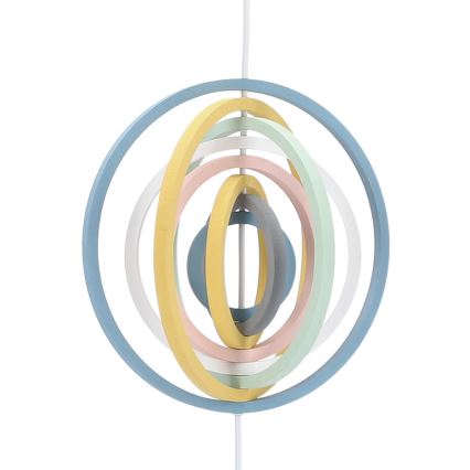 Lampadario per bambini con cavo HOOPS 1xE27/20W/230V diam. 27 cm multicolore