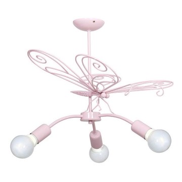 Lampadario per bambini FARFALLA 3xE27/60W rosa
