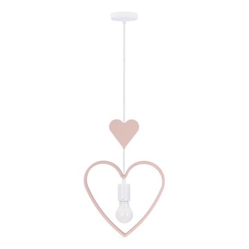 Lampadario per bambini HEART 1xE27/20W/230V rosa/bianco