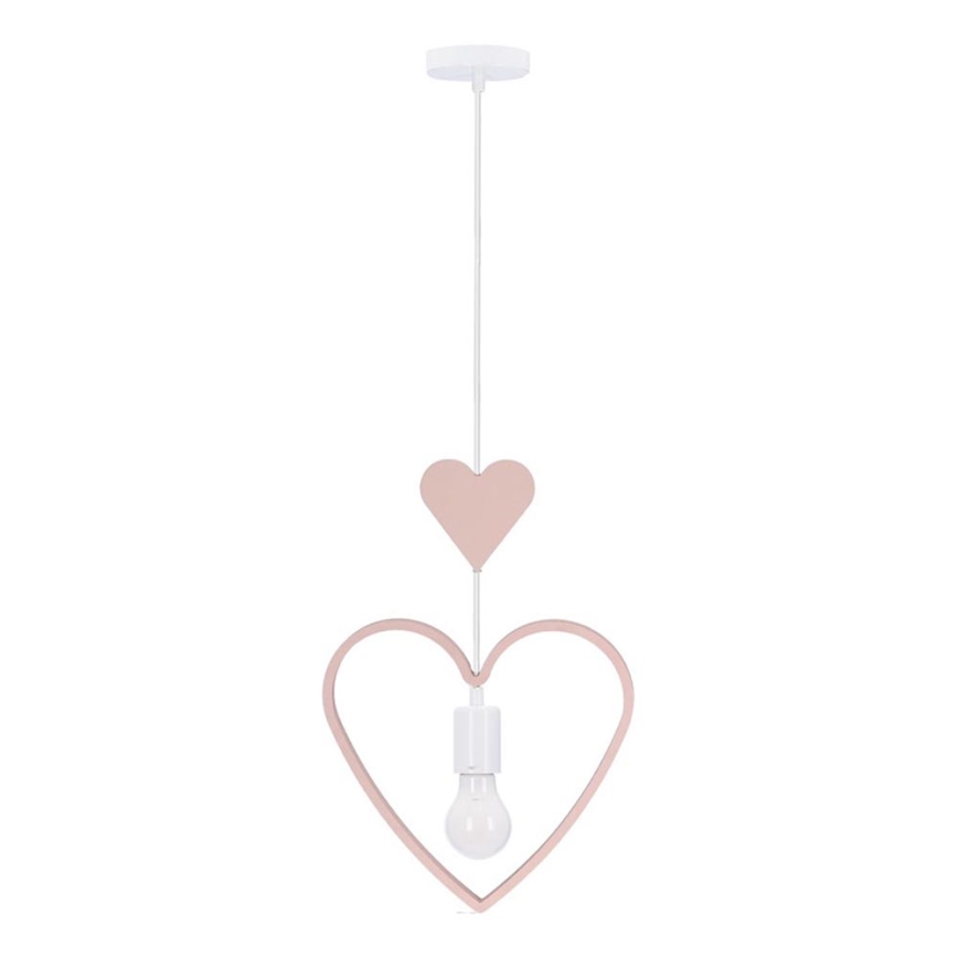 Lampadario per bambini HEART 1xE27/20W/230V rosa/bianco