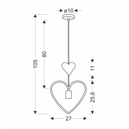 Lampadario per bambini HEART 1xE27/20W/230V rosa/bianco