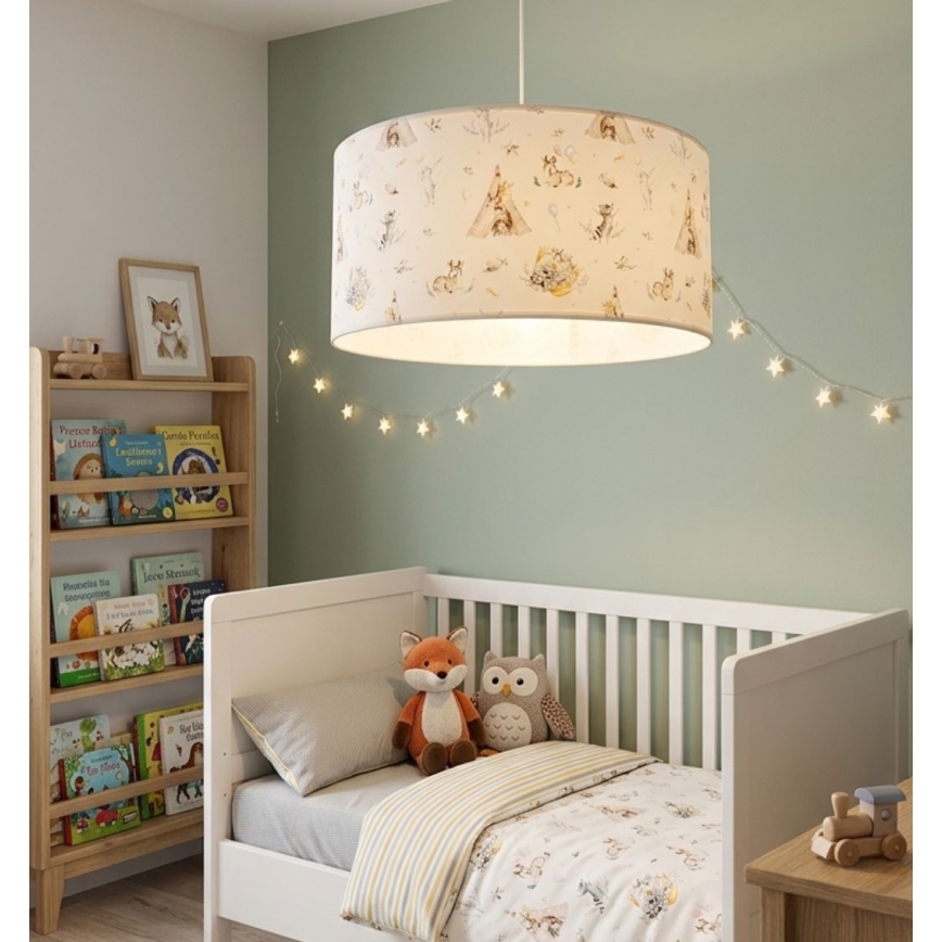 Lampadario per bambini KIDS ROOM 1xE27/60W/230V Ø 40 cm con animaletti