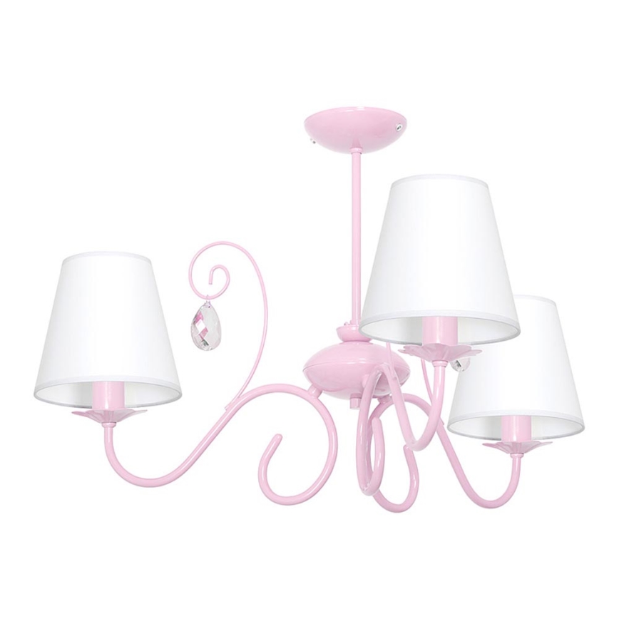 Lampadario per bambini LAURA 3xE14/60W/230V rosa chiaro