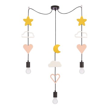 Lampadario per bambini TRIO 3xE27/20W/230V giallo/bianco/rosa