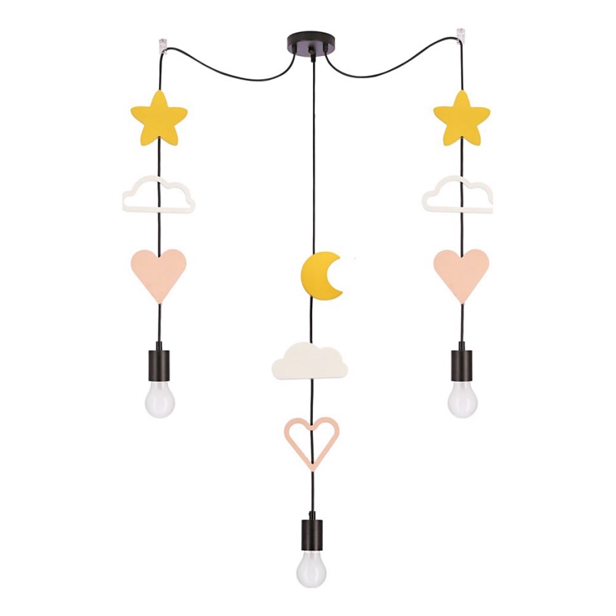 Lampadario per bambini TRIO 3xE27/20W/230V giallo/bianco/rosa