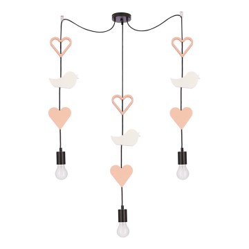Lampadario per bambini TRIO 3xE27/20W/230V rosa/bianco
