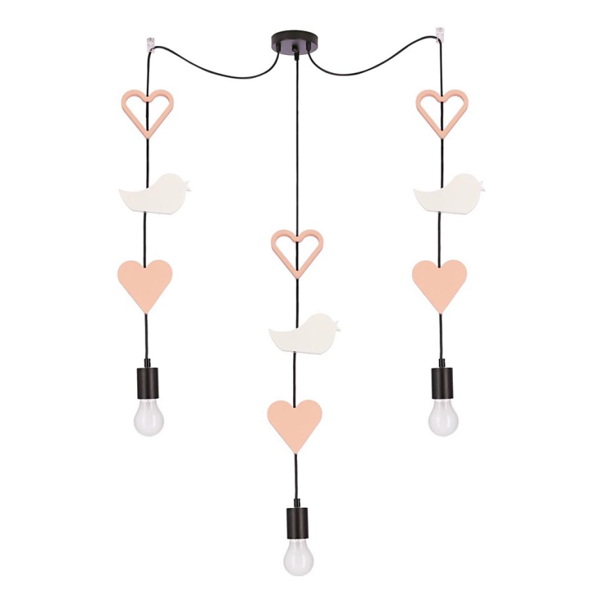 Lampadario per bambini TRIO 3xE27/20W/230V rosa/bianco