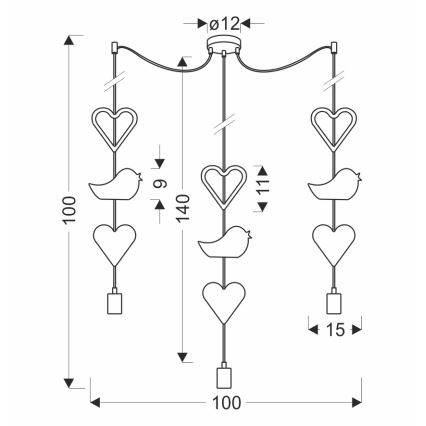 Lampadario per bambini TRIO 3xE27/20W/230V rosa/bianco