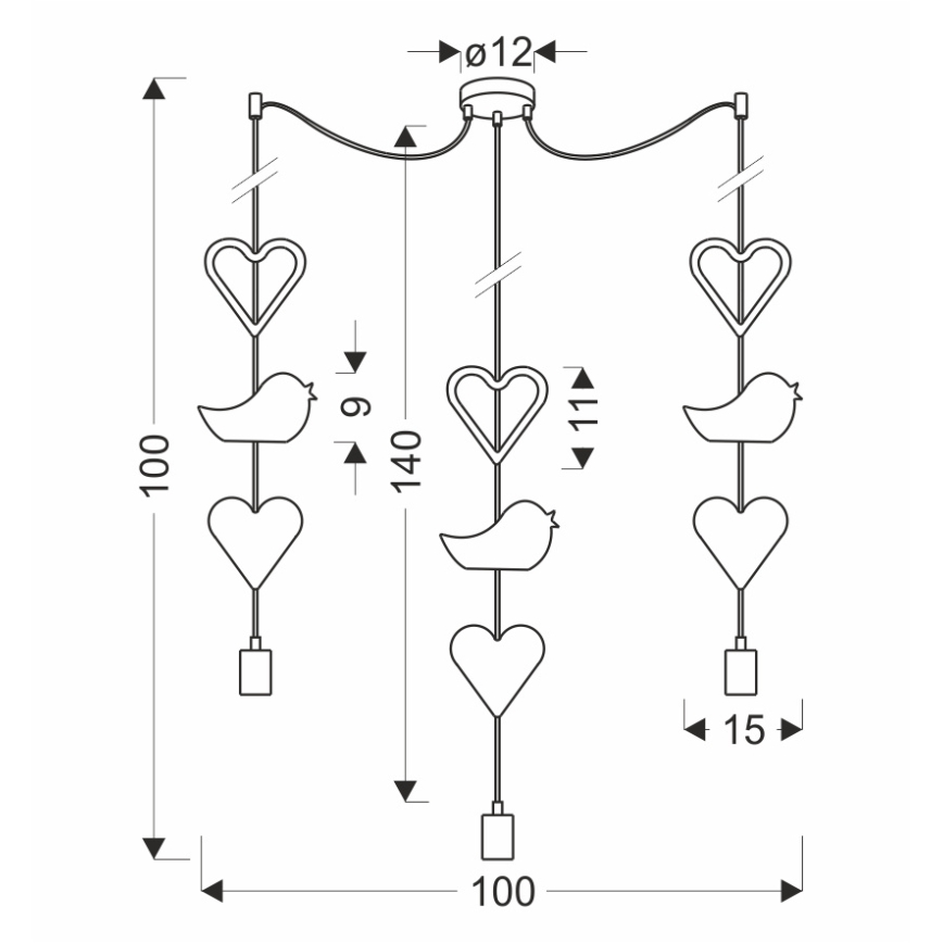 Lampadario per bambini TRIO 3xE27/20W/230V rosa/bianco