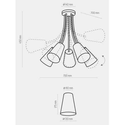 Lampadario per bambini WIRE KIDS 5xE27/15W/230V