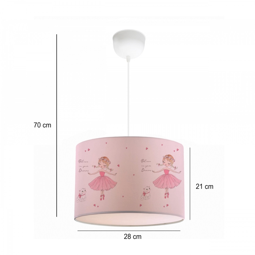 Lampadario per cameretta CANDY 1xE27/40W/230V rosa
