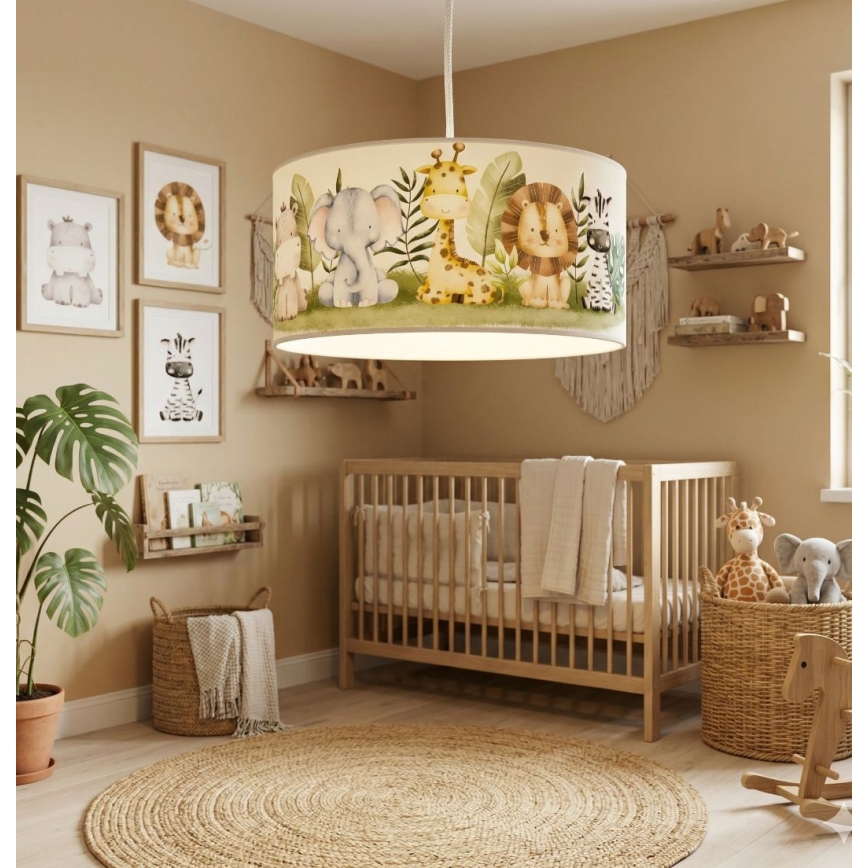 Lampadario per cameretta KIDS ROOM 1xE27/60W/230V Ø 40 cm giungla