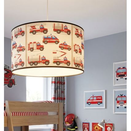 Lampadario per cameretta KIDS ROOM 1xE27/60W/230V Ø 40 cm tema pompieri