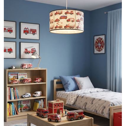 Lampadario per cameretta KIDS ROOM 1xE27/60W/230V Ø 40 cm tema pompieri