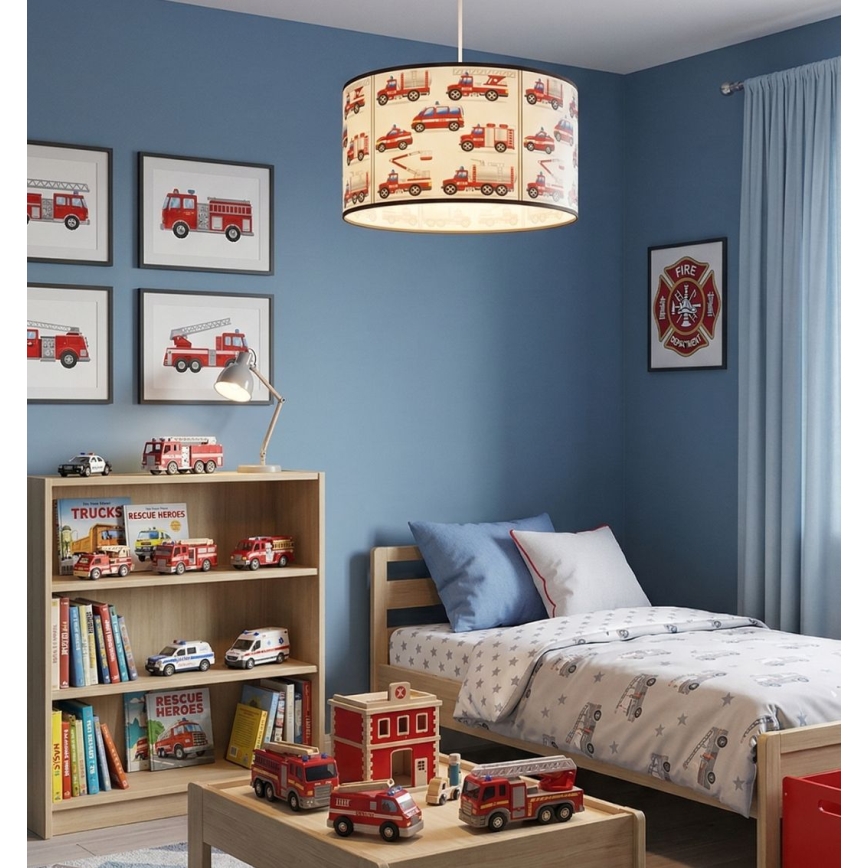 Lampadario per cameretta KIDS ROOM 1xE27/60W/230V Ø 40 cm tema pompieri