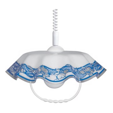 Lampadario regolabile AKRYL FA 1xE27/15W bordo fiori blu