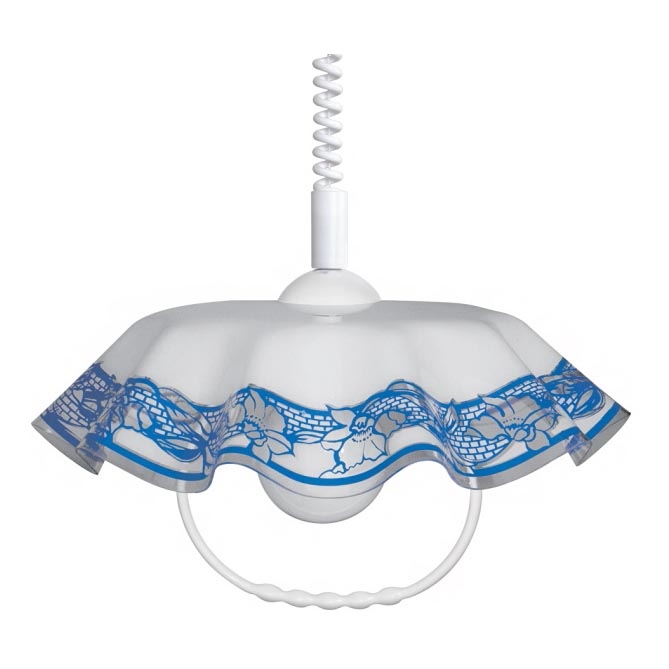 Lampadario regolabile AKRYL FA 1xE27/15W bordo fiori blu