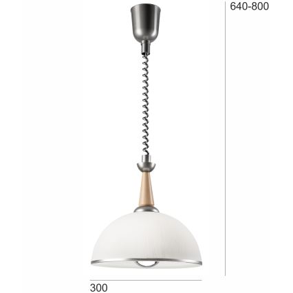 Lampadario regolabile CHIARA 1xE27/60W/230V argento/beige/faggio