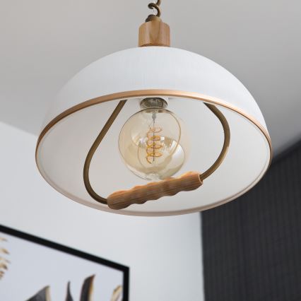 Lampadario regolabile RAMONA 1xE27/60W/230V marrone/bianco/rovere