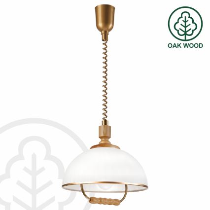 Lampadario regolabile RAMONA 1xE27/60W/230V marrone/bianco/rovere