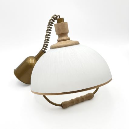 Lampadario regolabile RAMONA 1xE27/60W/230V marrone/bianco/rovere