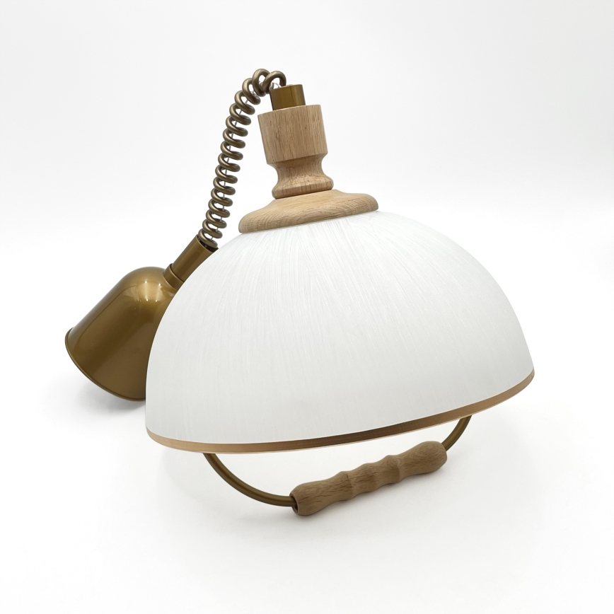 Lampadario regolabile RAMONA 1xE27/60W/230V marrone/bianco/rovere