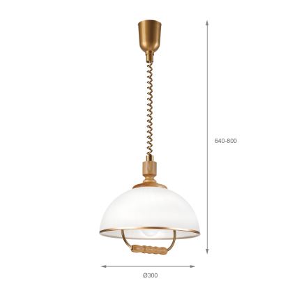 Lampadario regolabile RAMONA 1xE27/60W/230V marrone/bianco/rovere