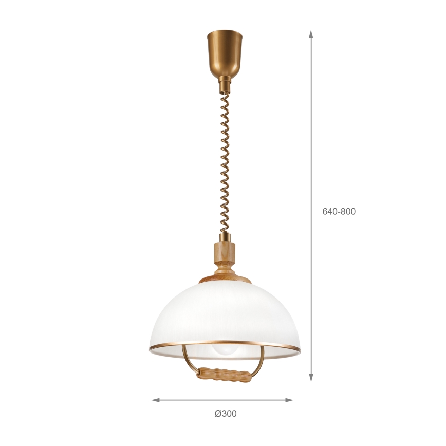 Lampadario regolabile RAMONA 1xE27/60W/230V marrone/bianco/rovere