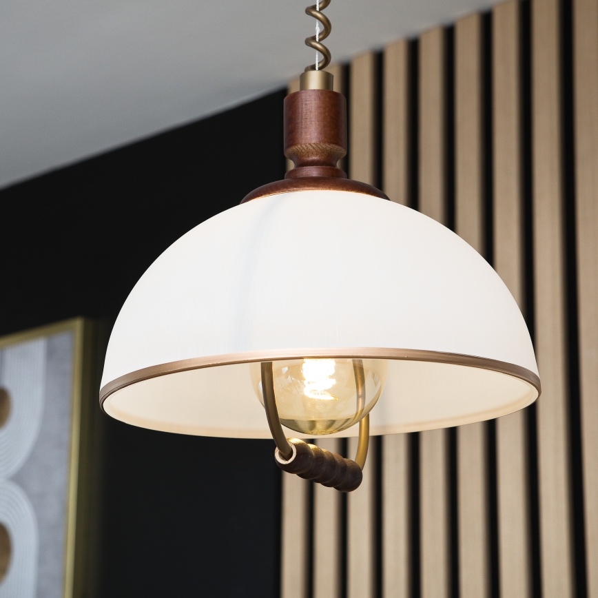 Lampadario sali scendi RAMONA 1xE27/60W/230V beige/marrone scuro/pino