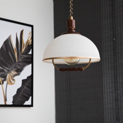 Lampadario sali scendi RAMONA 1xE27/60W/230V beige/marrone scuro/pino
