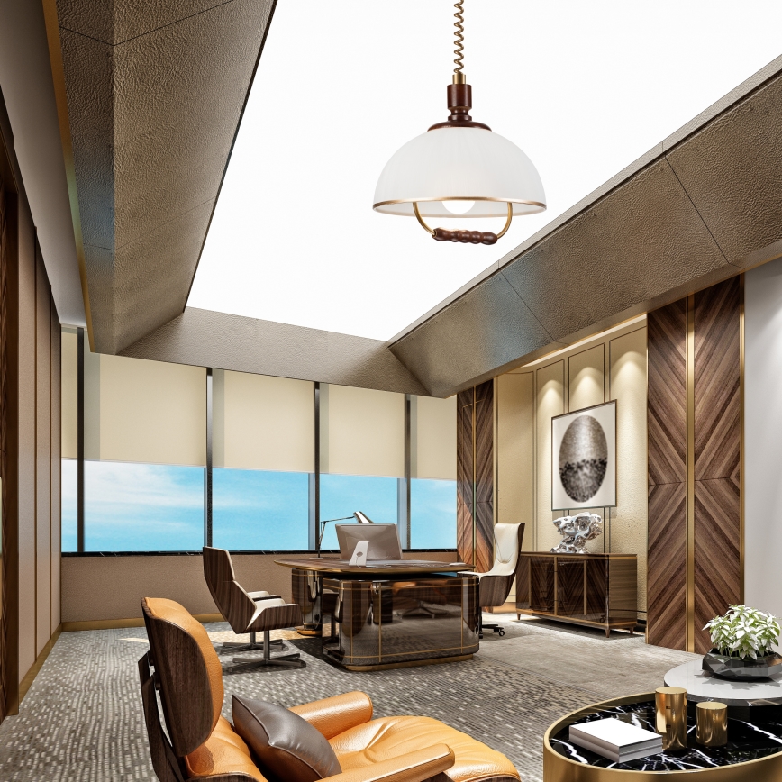 Lampadario sali scendi RAMONA 1xE27/60W/230V beige/marrone scuro/pino