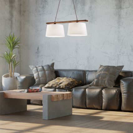 Lampadario sospeso a cavo AIDA 2xE27/60W/230V, Ø 35 cm, rovere/noce